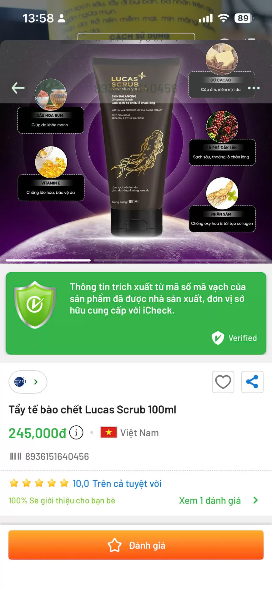 M&atilde; vạch tẩy tế b&agrave;o chết Đan Thy