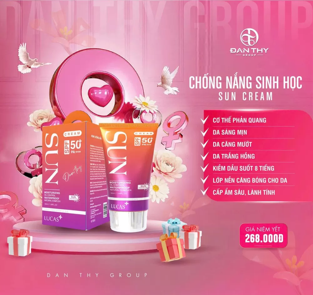 Kem Chống Nắng Đan Thy Sinh Học Plus SunCream SPF 50+ (Chai Màu Hồng-Tím)