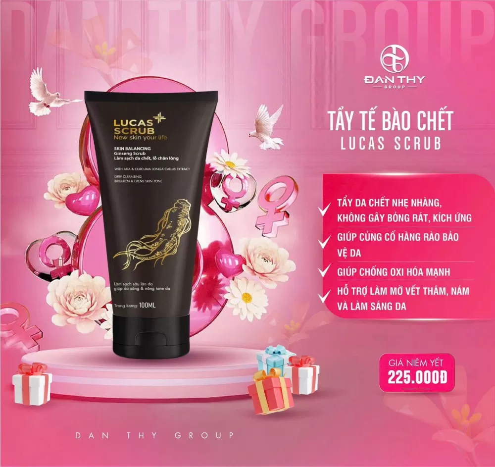 TẨY TẾ BÀO CHẾT ĐAN THY LUCAS SCRUB NHÂN SÂM 120 ML (CHAI MÀU NÂU)